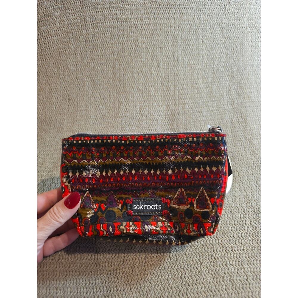 Sakroots Makeup VinylZipBag Embroidered Gold & Purple Elephant NWT But Worn Pull - Picture 4 of 8